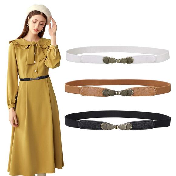 Women Skinny Elastic Stretch Belt For Dresses Retro Ladies Waist Vintage 1394 - Picture 2 of 6